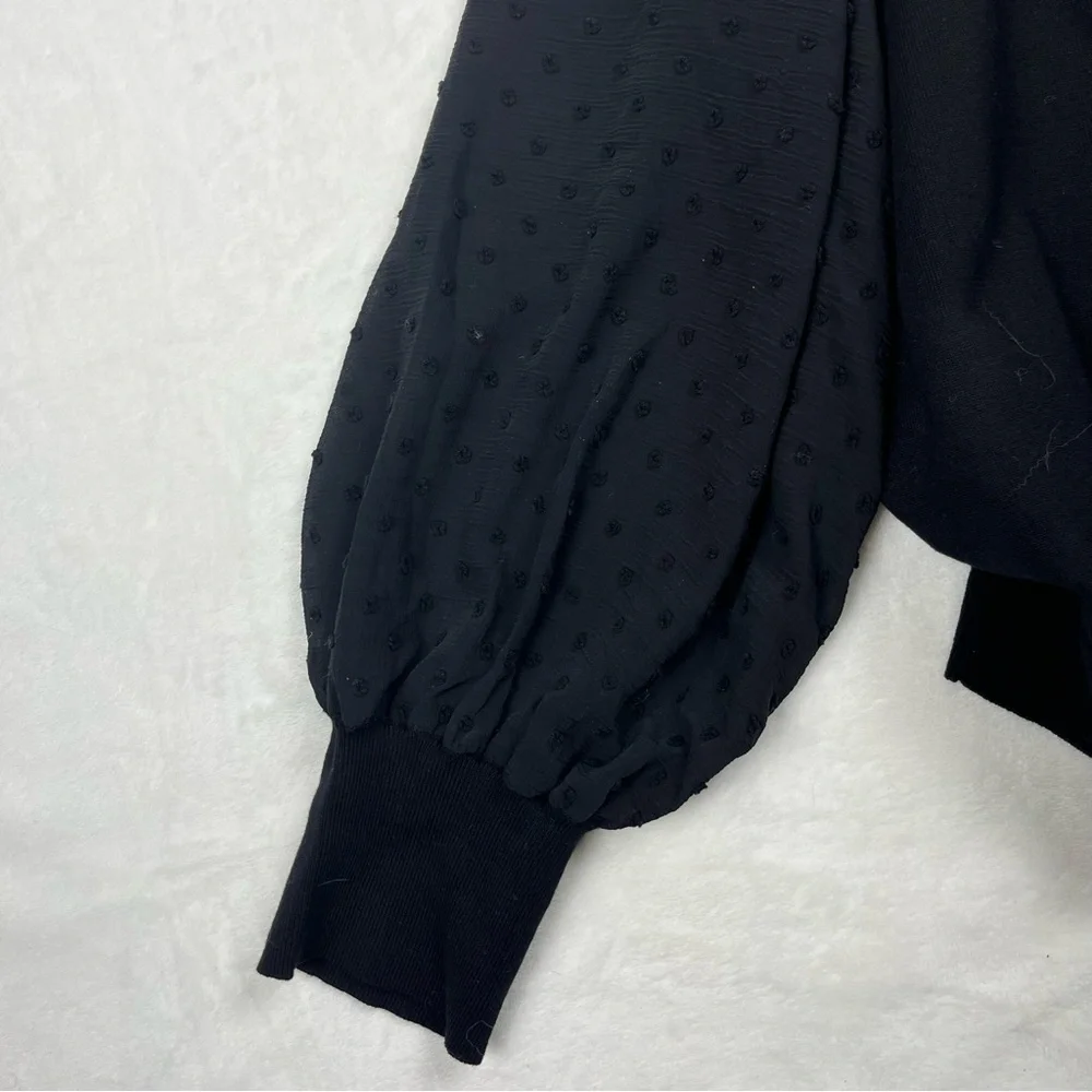 Vince Camuto Black Mock Neck Sweater with long lace sleeves - size XXL - Picture 5 of 6